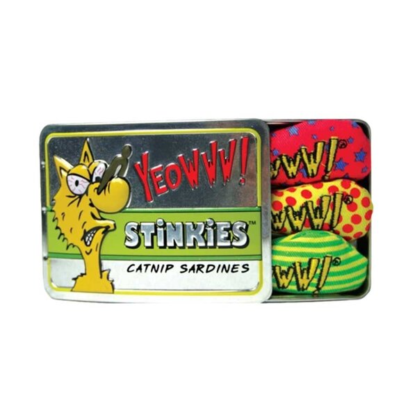 Yeowww! Tin of Stinkies Sardientjes Gevuld met Catnip 3 Stuks