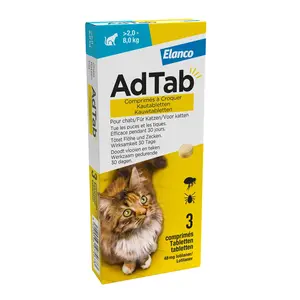 Elanco Adtab - kauwtabletten - vlooien/teken verwijderaar - 3 tabletten - Vanaf 2 - 8kg