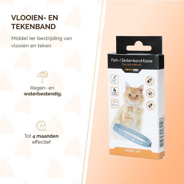 Knock Off Knock Off- Kattenhalsbanden - Vlooien-Tekenband - 35 cm - 100% gifvrij