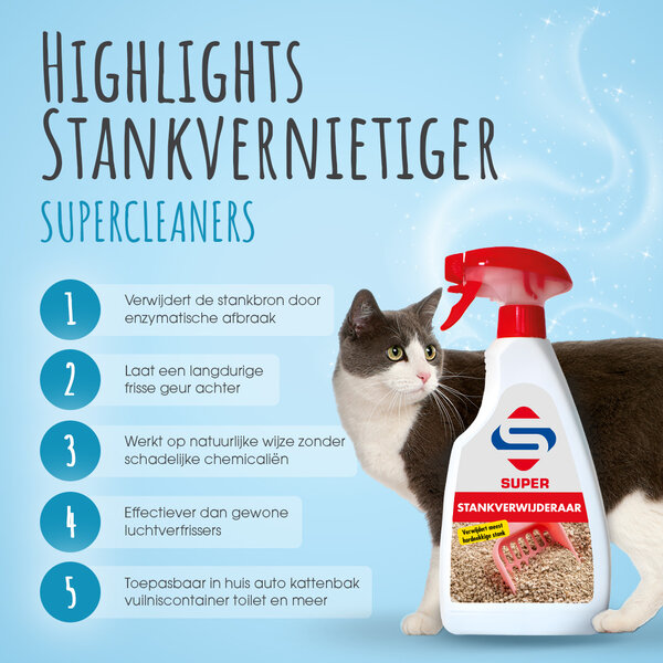 SuperCleaners SuperCleaners - Kattenpis Geur Verwijderen - Stank vernietiger - 500ML