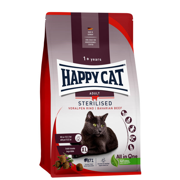 Happy Cat Happy Cat – Droogvoer Kat – 10kg – Kattenbrokken – Sterilised – Rund – Adult