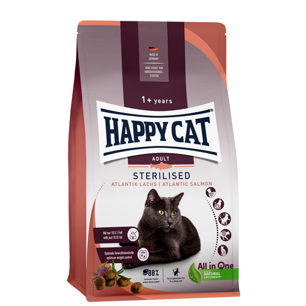 Happy Cat Happy Cat – Sterilised Droogvoer Kat – 10kg – Kattenbrokken – Zalm – Adult