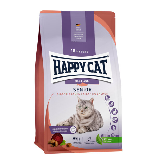 Happy Cat Happy Cat – Droogvoer Kat – 4kg – Kattenbrokken – Zalm – Senior