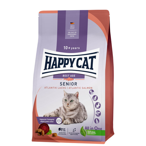 Happy Cat Happy Cat – Droogvoer Kat – 4kg – Kattenbrokken – Zalm – Senior
