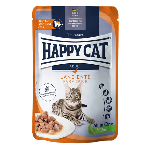 Happy Cat Happy Cat - Natvoer - Kattenvoer in saus - Eend - 85 gram - Adult