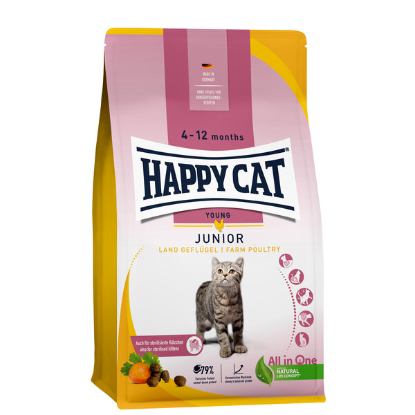 Happy Cat Happy Cat - Droogvoer Kat  - 4 kg - Kattenbrokken - Gevogelte - 4-12 maanden - Junior