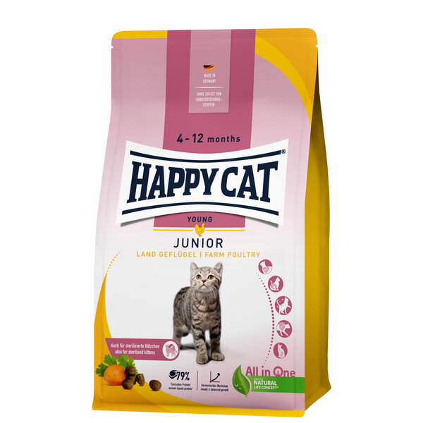 Happy Cat Happy Cat - Droogvoer Kat  - 4 kg - Kattenbrokken - Gevogelte - 4-12 maanden - Junior
