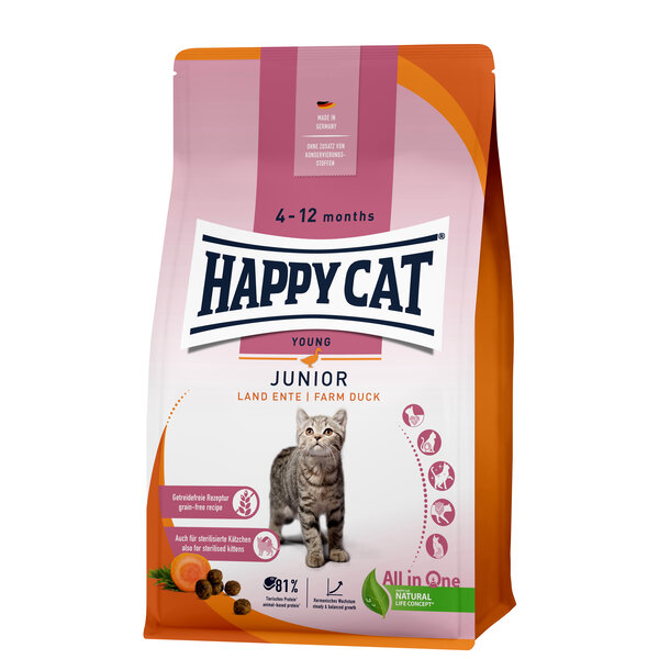 Happy Cat Happy Cat – Droogvoer Kat – 300g – Kattenbrokken – Eend – 4-12 maanden – Junior