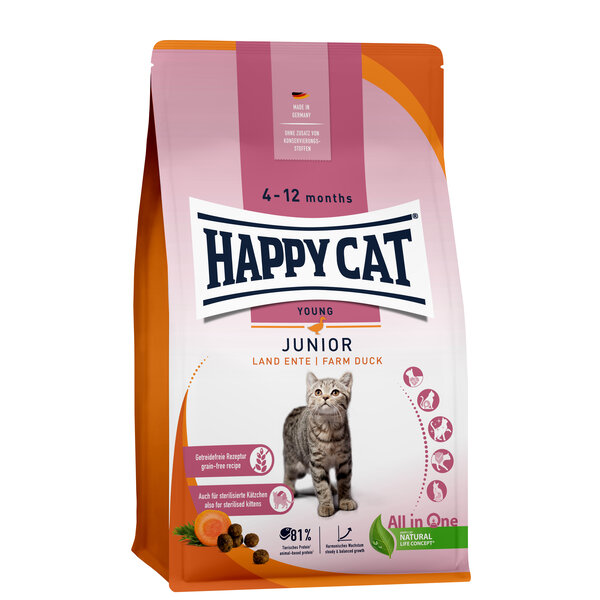 Happy Cat Happy Cat - Graanvrij kattenvoer - Eend - 1.3 kg - Junior