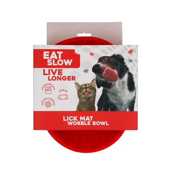 Eat Slow Live Longer Eat Slow Live Longer Lick Mat Wobble Bowl Red