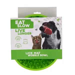 Eat Slow Live Longer Lick Mat Wobble Bowl Green