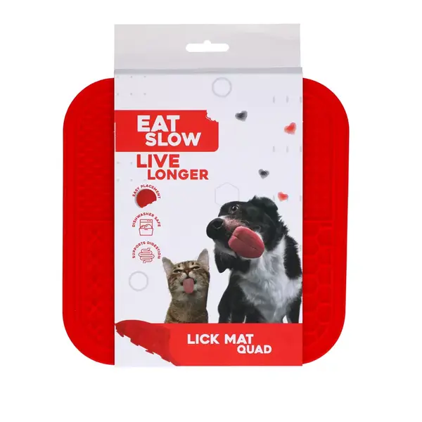 Eat Slow Live Longer Eat Slow Live Longer Lick Mat Quad Red