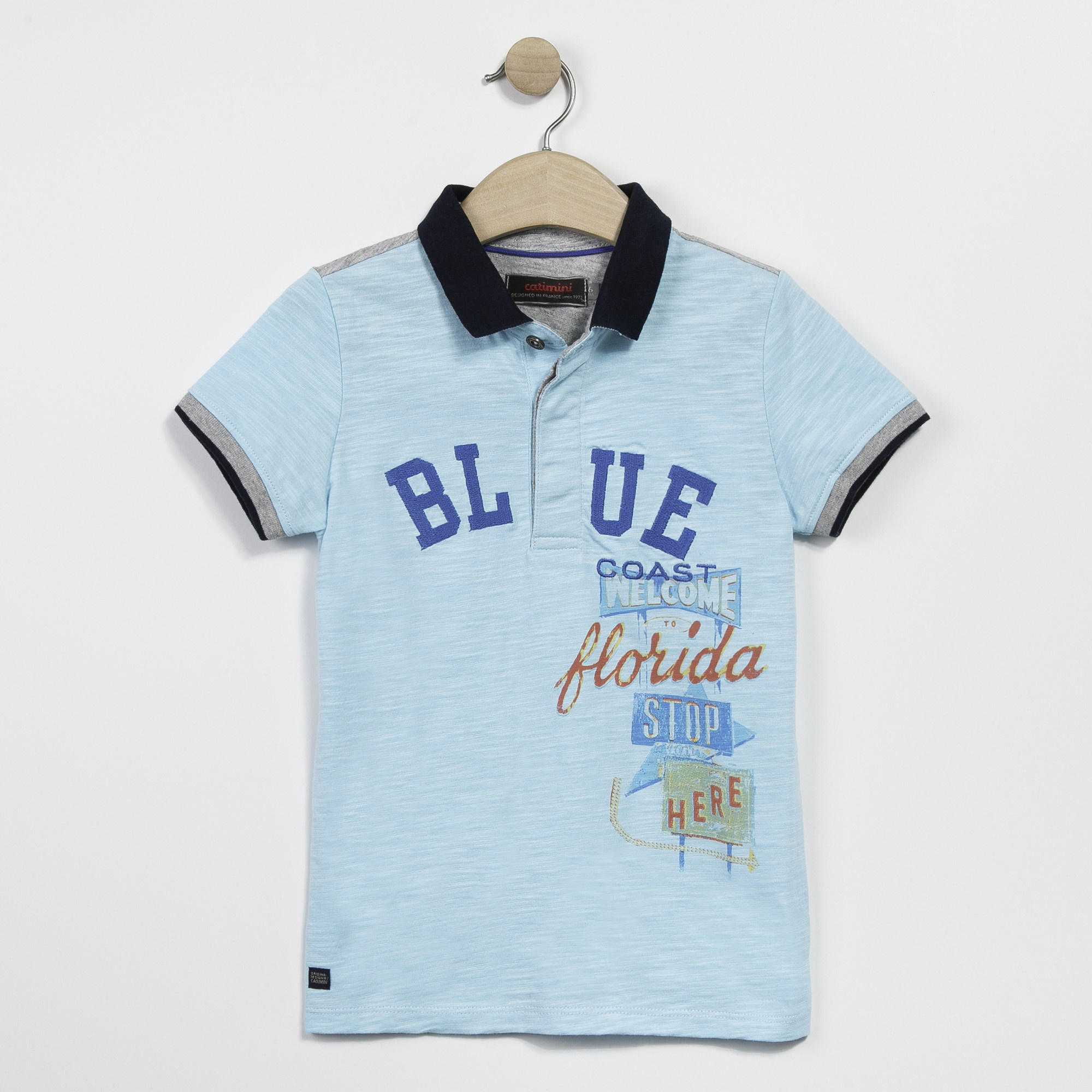 patchwork cotton mesh polo