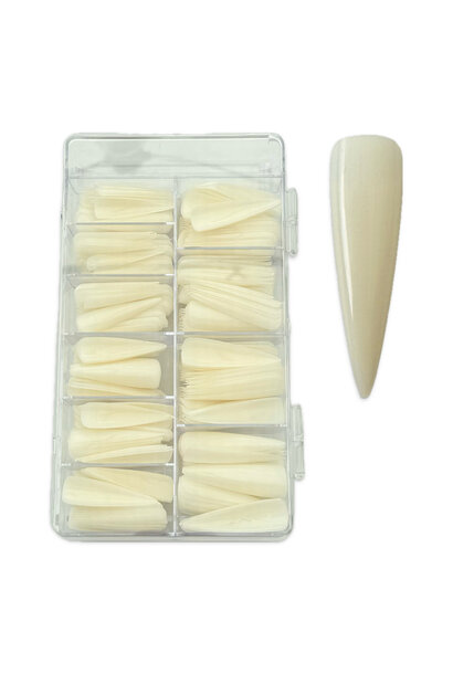 Nageltips Box - Stiletto Tips | 500 stk. (Natural/Clear)