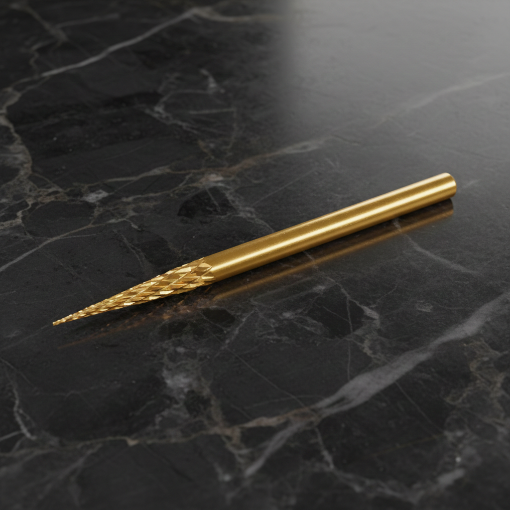 Profi Hartmetall Fräserbit Spitzer Nadel-Bit Gold – Präziser Fräser für Lifting-Entfernung, Seitenränder & Nagelunterseite bei Gel & Acryl-1