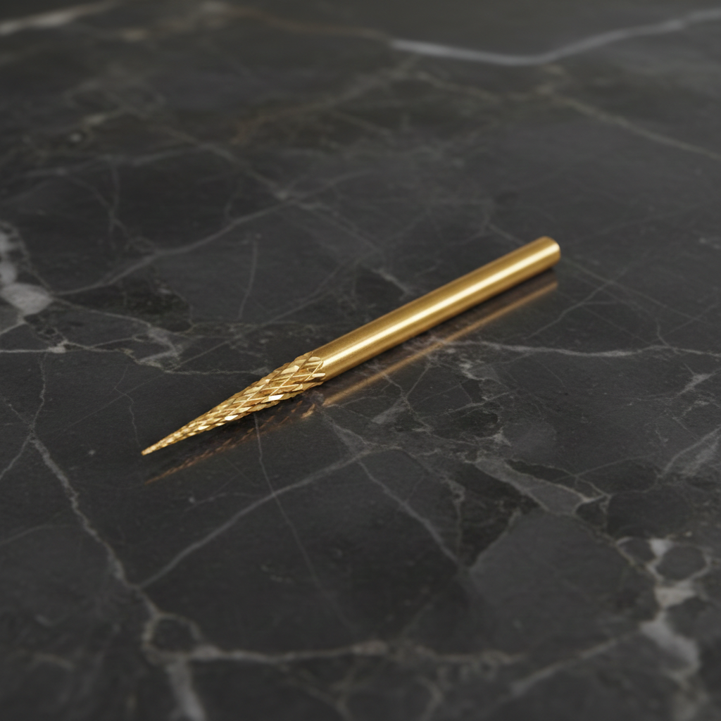 Profi Hartmetall Fräserbit Spitzer Nadel-Bit Gold – Präziser Fräser für Lifting-Entfernung, Seitenränder & Nagelunterseite bei Gel & Acryl-2