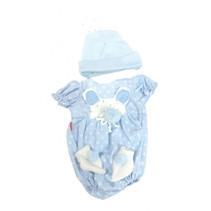 babypoppenkleding Irene meisjes 50 cm blauw 3-delig