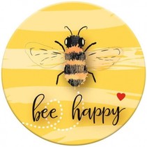 magneet Bee Happy 5,5 cm geel