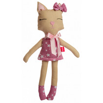 knuffelpop Kitten meisjes 36 cm katoen naturel/roze