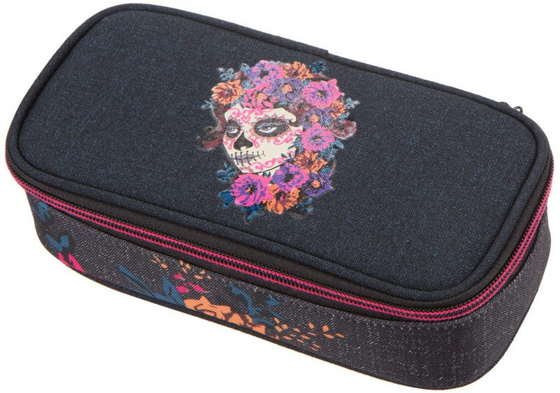 etui Dia de Muertos 21 x 10 x 6 cm polyester zwart