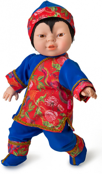 Berjuan babypop Friends of The World 38 cm meisjes rood/blauw