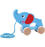 Tooky Toy Olifant Houten Trekfiguur 18 maanden Blauw