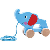 Olifant Houten Trekfiguur 18 maanden Blauw