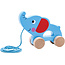 Tooky Toy Olifant Houten Trekfiguur 18 maanden Blauw