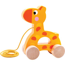 Giraffe Houten Trekfiguur 18 maanden Geel/Oranje