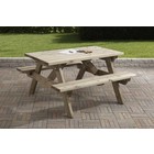 Kinderpicknicktafel 120 x 115cm, 35mm dik, geïmpregneerd en gewaxd