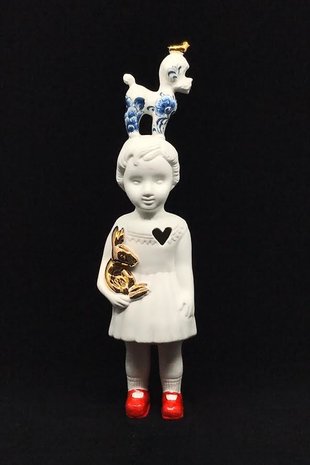 Lammers en Lammers - Pupke Wit Poedel Delfts Blauw 26cm