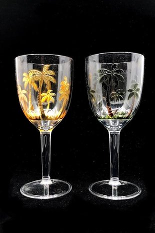 Melting Pot - Wijnglas Palmboom Acryl Groen 9x9x20.5cm