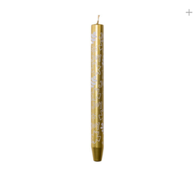 Rustik Lys - Diner Kaars Goud met Bloemen 2.7x29cm Rustik Lys - Diner Kaars Goud met Bloemen 2.7x29cm