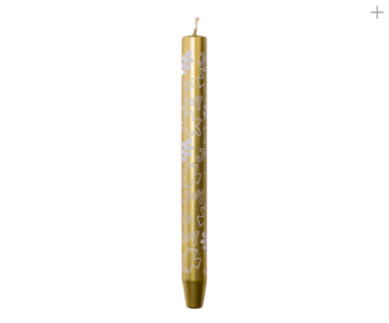 Rustik Lys - Diner Kaars Goud met Bloemen 2.7x29cm Rustik Lys - Diner Kaars Goud met Bloemen 2.7x29cm