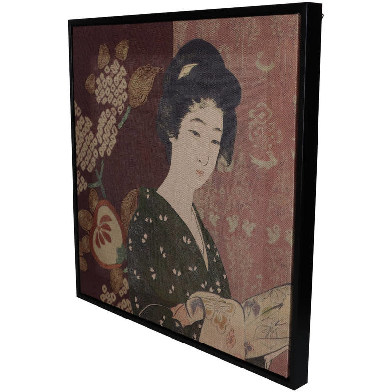 Wanddecoratie Geisha op linnen    47x3x47cm