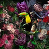 Melting Pot - Glasschilderij Gele Toekan met Bloemen 120x80cm Melting Pot - Glasschilderij Gele Toekan met Bloemen 120x80cm
