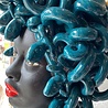 Melting Pot - Testa di Moro Medusa met Slangen Petrol 45cm Melting Pot - Testa di Moro Medusa met Slangen Petrol 45cm
