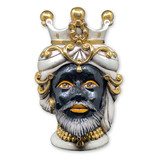 Melting Pot - Testa di Moro Prins Zwart met Kroon Goud 32cm Melting Pot - Testa di Moro Prins Zwart met Kroon Goud 32cm