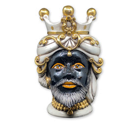 Melting Pot - Testa di Moro Prins Zwart met Kroon Goud 32cm