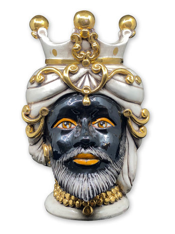Melting Pot - Testa di Moro Prins Zwart met Kroon Goud 32cm