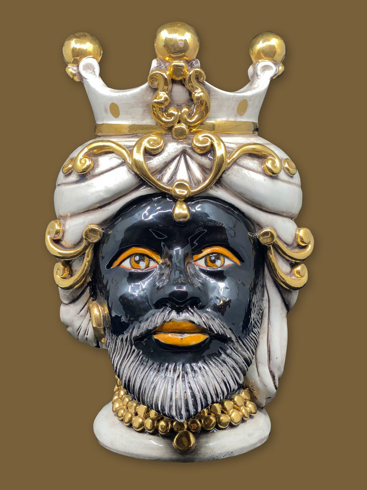 Melting Pot - Testa di Moro Prins Zwart met Kroon Goud 32cm