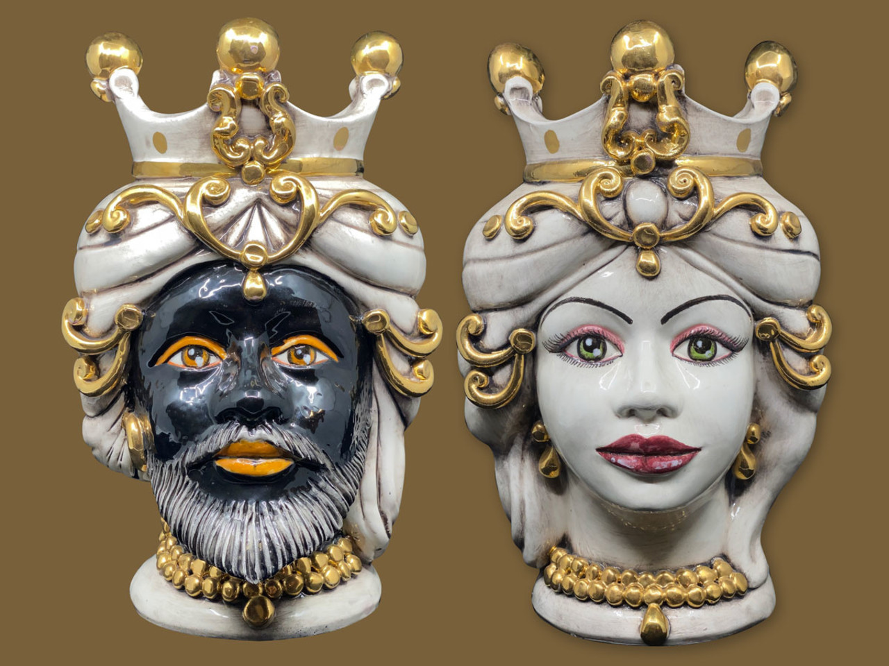 Melting Pot - Testa di Moro Prins Zwart met Kroon Goud 32cm