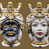 Melting Pot - Testa di Moro Prinses Wit met Kroon Goud 32cm Melting Pot - Testa di Moro Prinses Wit met Kroon Goud 32cm