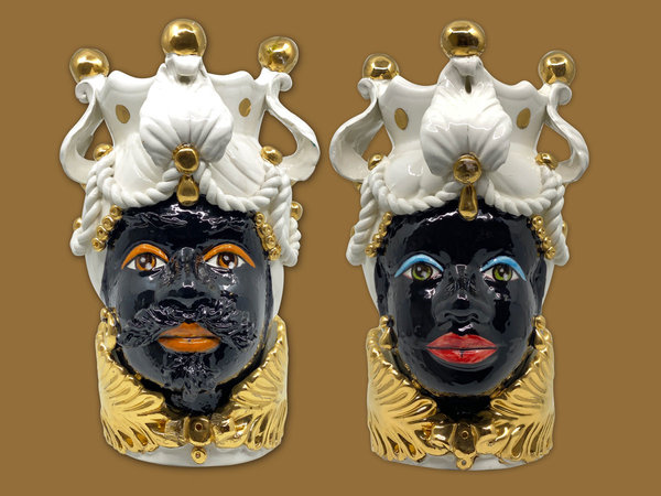 Melting Pot - Testa di Moro Prins Zwart met echt Goud 20 en 30cm Melting Pot - Testa di Moro Prins Zwart met echt Goud 20 en 30cm