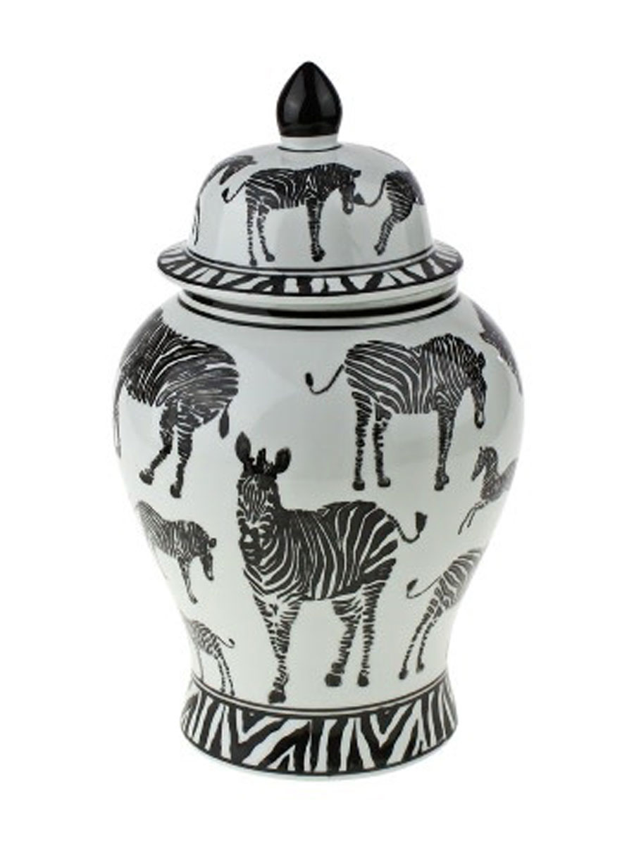 teller bagageruimte Twisted Pot met Deksel Zebra Porselein H24cm - Melting Pot Amsterdam