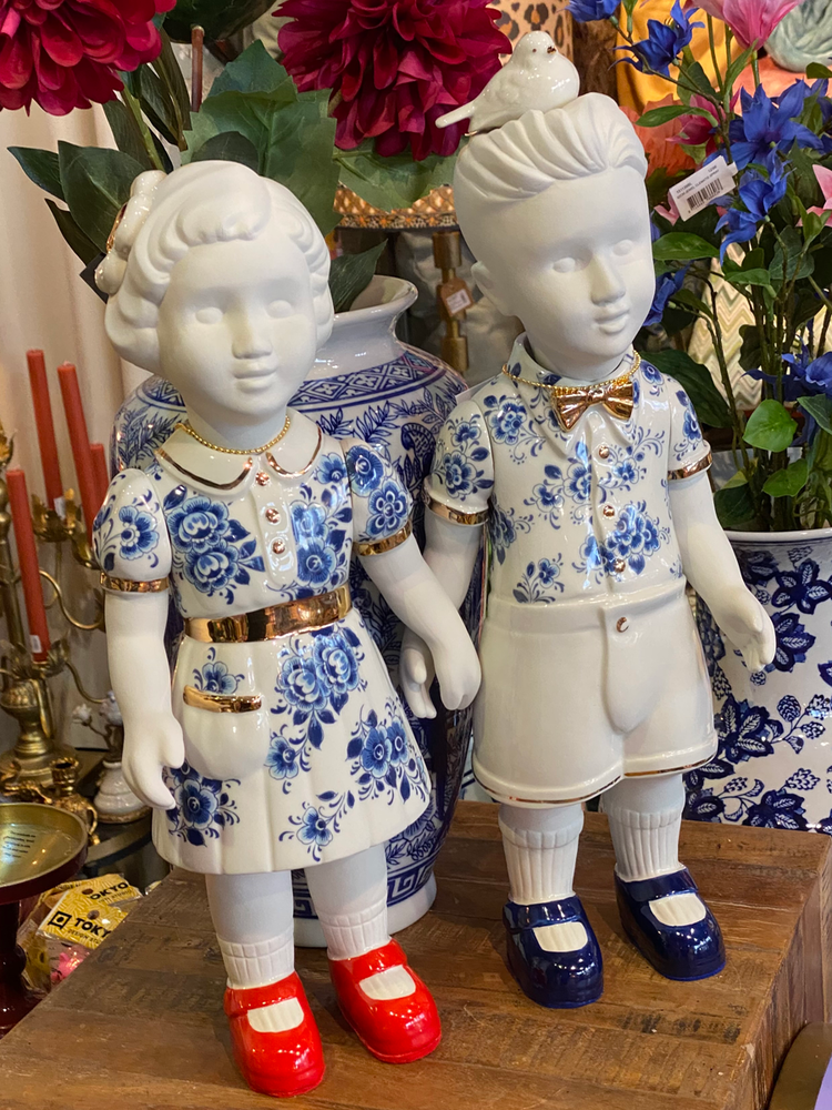 Lammers en Lammers - Jannelies met Jurk Delfts Blauw 50cm