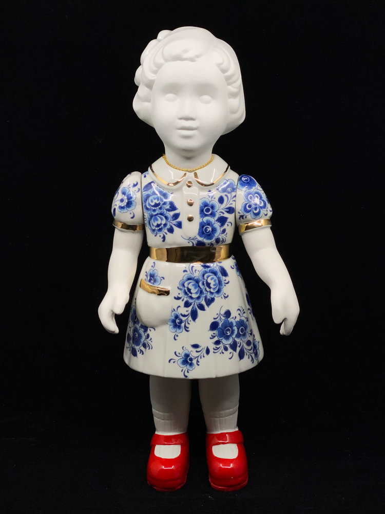 Lammers en Lammers - Jannelies met Jurk Delfts Blauw 50cm