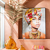 Melting Pot - Schilderij Vrouw Etnisch Acryl op Canvas met Zwarte Lijst 92x122cm Melting Pot - Schilderij Vrouw Etnisch Acryl op Canvas met Zwarte Lijst 92x122cm
