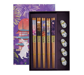 Melting Pot - Chopsticks Kadoset met Lucky Rabbit (set/5) Melting Pot - Chopsticks Kadoset met Lucky Rabbit (set/5)