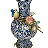 Melting Pot - Vaas met Vogel en Bloemen Delfts Blauw 26x21x38cm Melting Pot - Vaas met Vogel en Bloemen Delfts Blauw 26x21x38cm